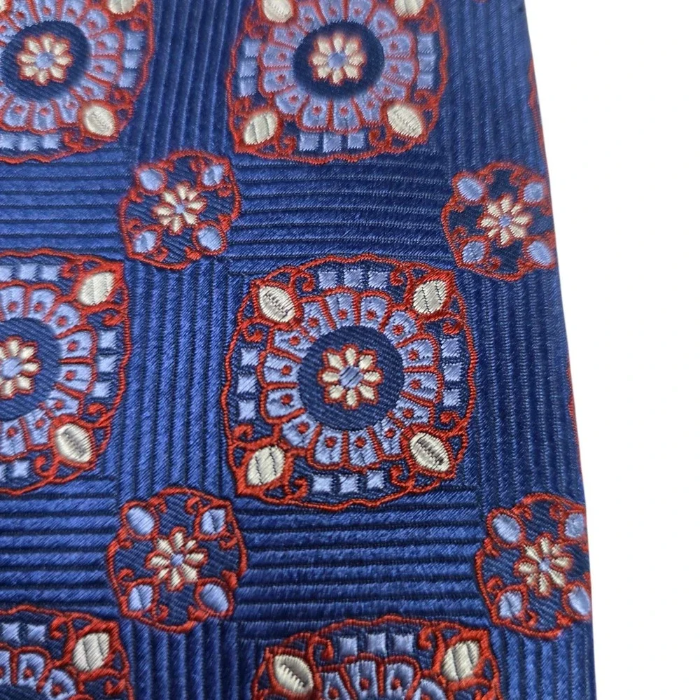 JOS. A. BANK RESERVE Men's Necktie Blue‎ Floral Silk 58 Inch Length Luxury